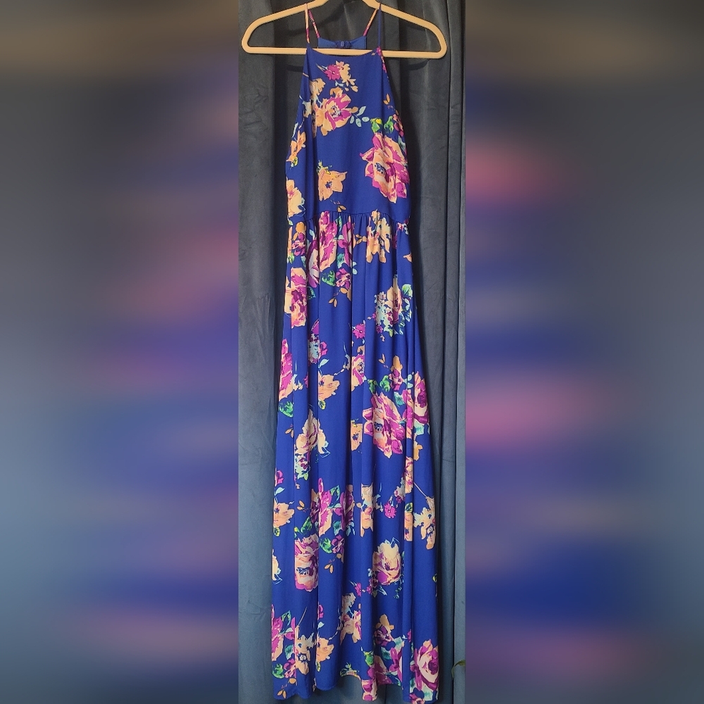 Everly Floral Maxi Dress Blue M